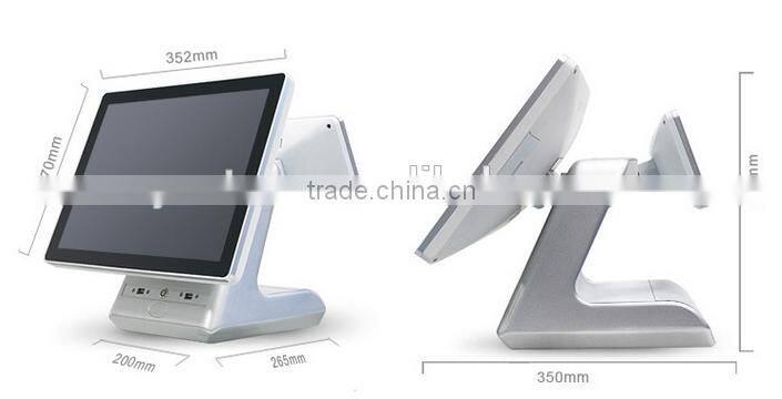 Silver color 15inch Supermarket All in One Touch Screen POS System with Aluminum alloy casing
