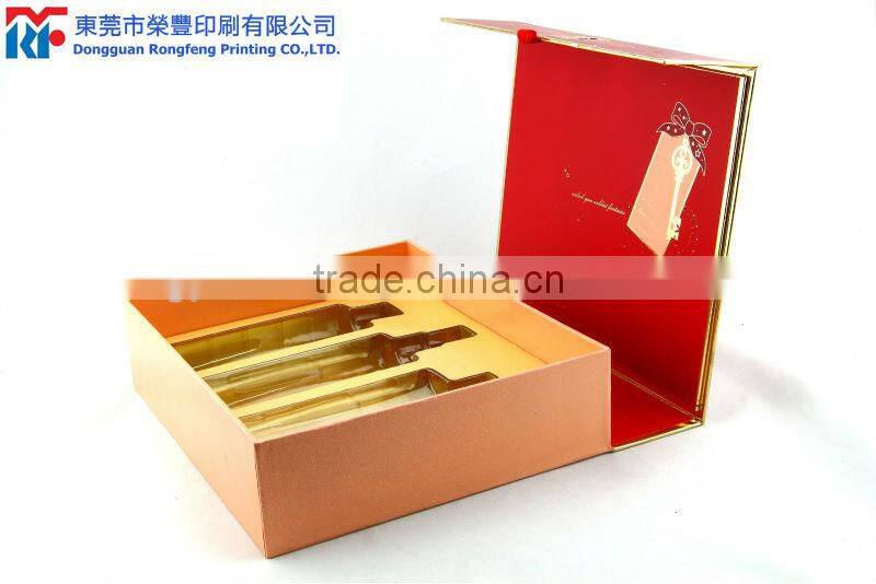 Red color hot stamping cosmetic gift box