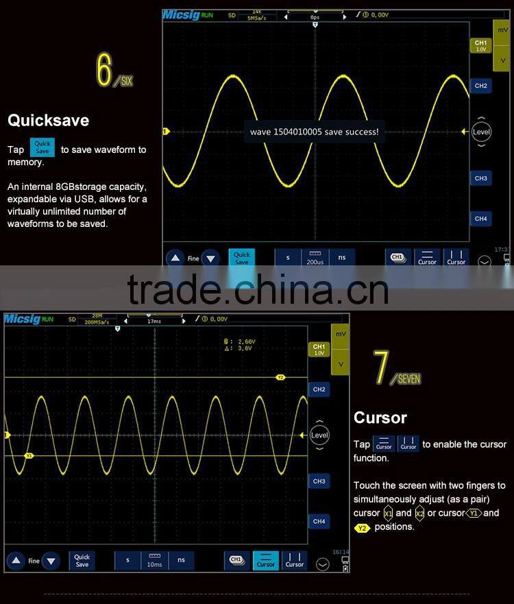 Digital Tablet Oscilloscope TO1104 100 MHz 4CH 28Mpts with battery and belt bring you new oscilloscope experience