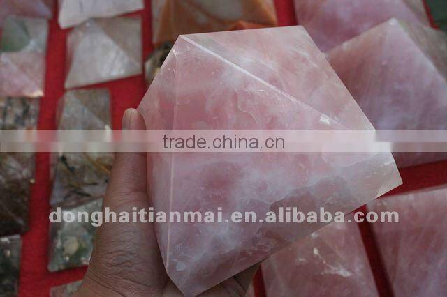 Rock Natural Clear QUARTZ PINK Crystal HEALING Pyramid , Gift