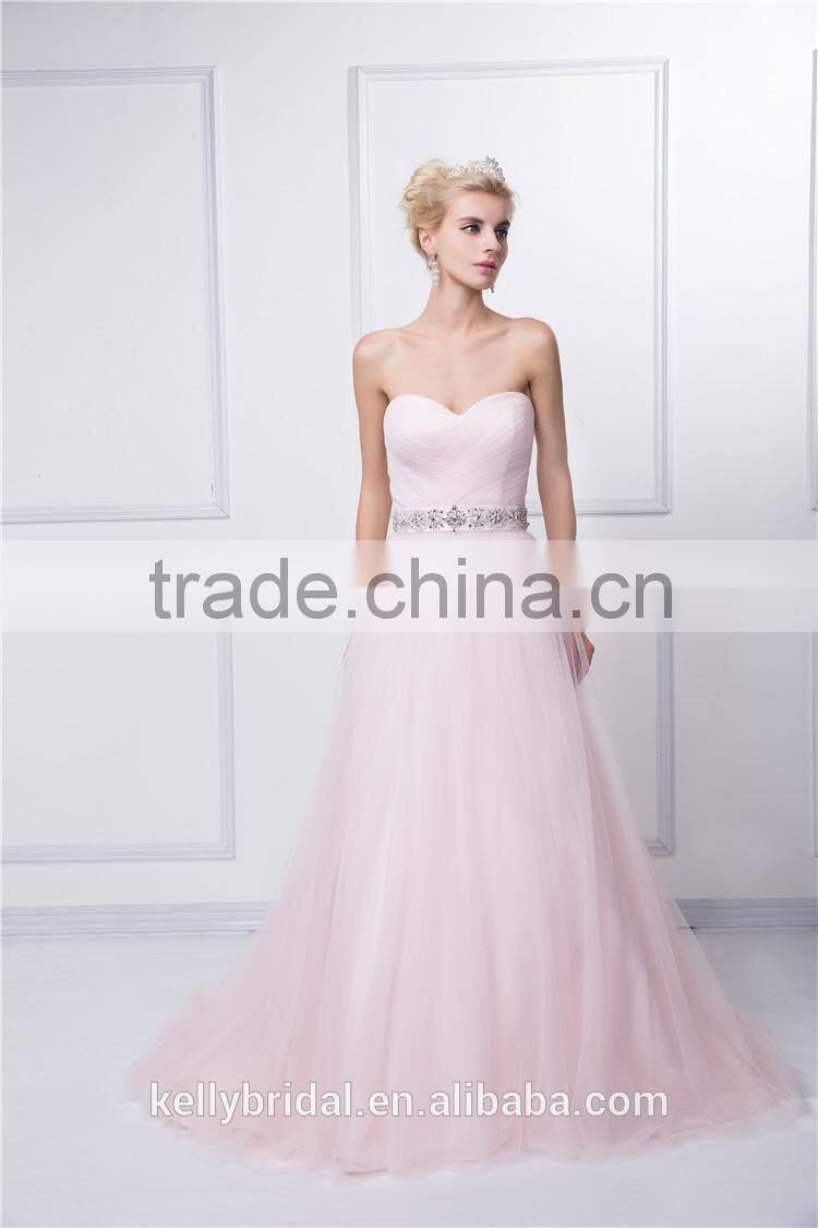 Hotsale A-line sweetheart neckline design used organza fabric with a beautiful sash bridal/bridalmaid dress