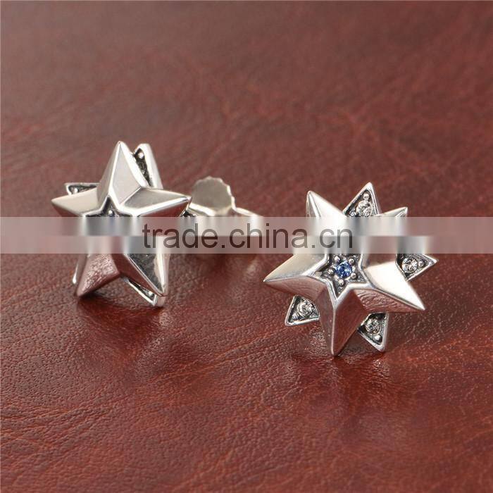 Simple Design Star Shape Stud Silver Earrings For Women