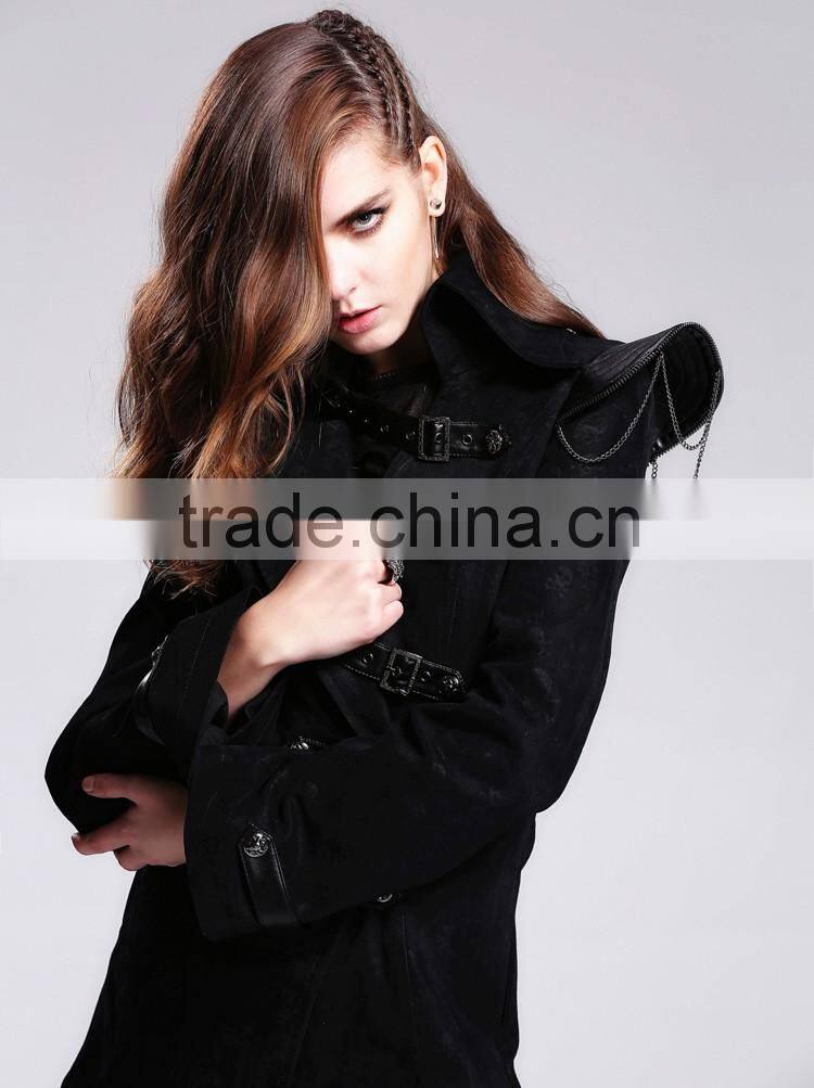 Devil fashion 2015 PUNK gothic long coat black jacket made in China CT014