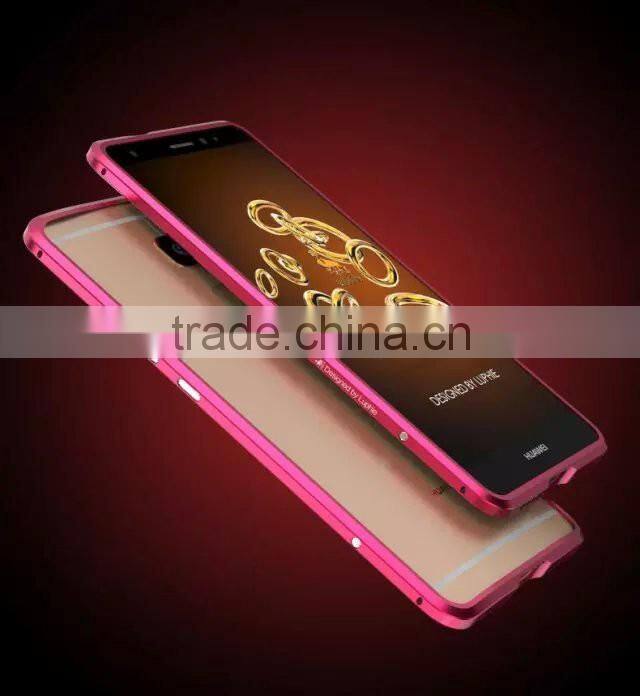 Mate 7 Gold edge Aluminum case For Huawei Ascend Mate 7 Aluminum Metal + Tempered Glass Protector case cover for huawei mate 7