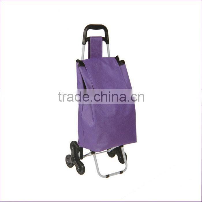 Solid-colored Square Pocket 6 Wheeled Climb Stairs Folding Shopping Cart