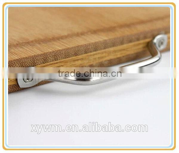 Organic Basic Traditional Easy Carry Hang Stainless Steel Handle Kitchen Butcher Bamboo Cutting Board Chopping Block
