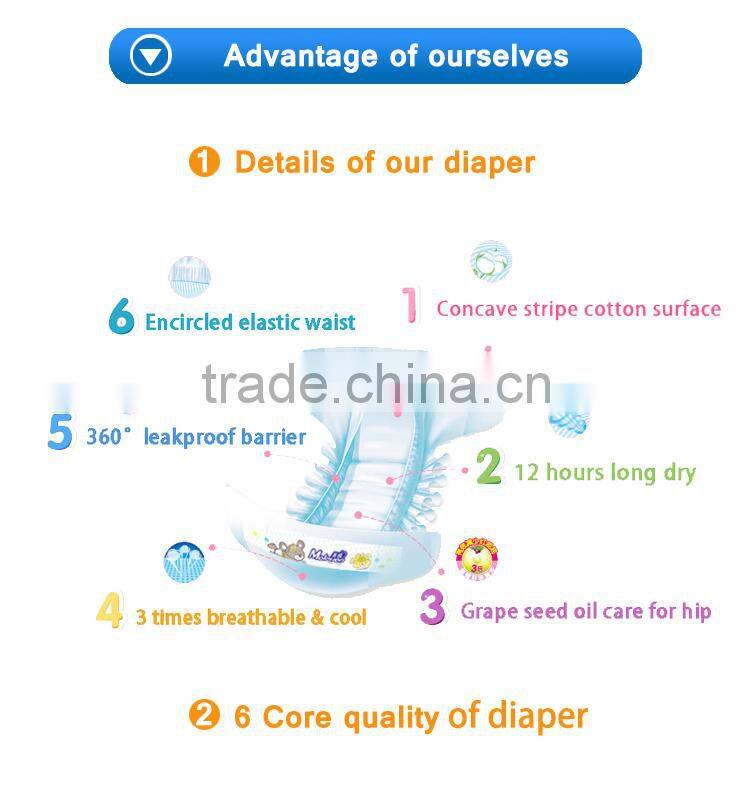 Disposable baby diapers wholesale manufacturer with oem design