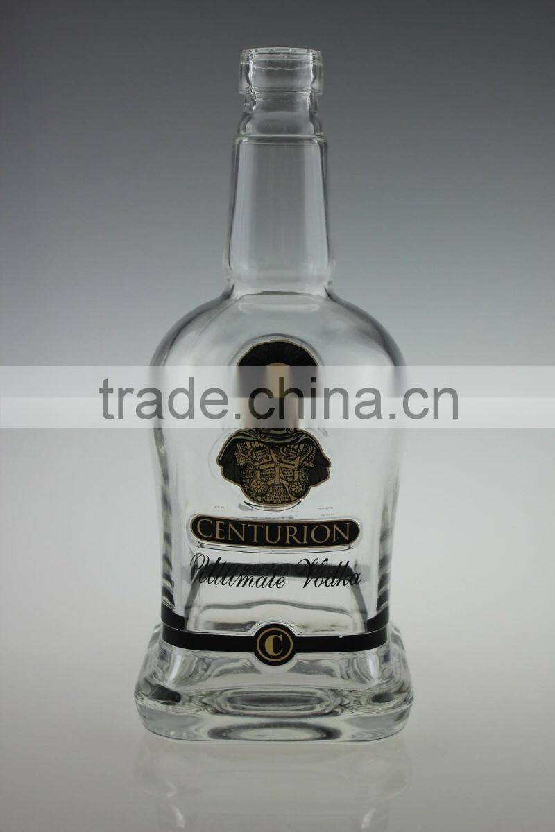 700ML EMPTY CLEAR GLASS LIQUOR BOTTLE WITH DECAL