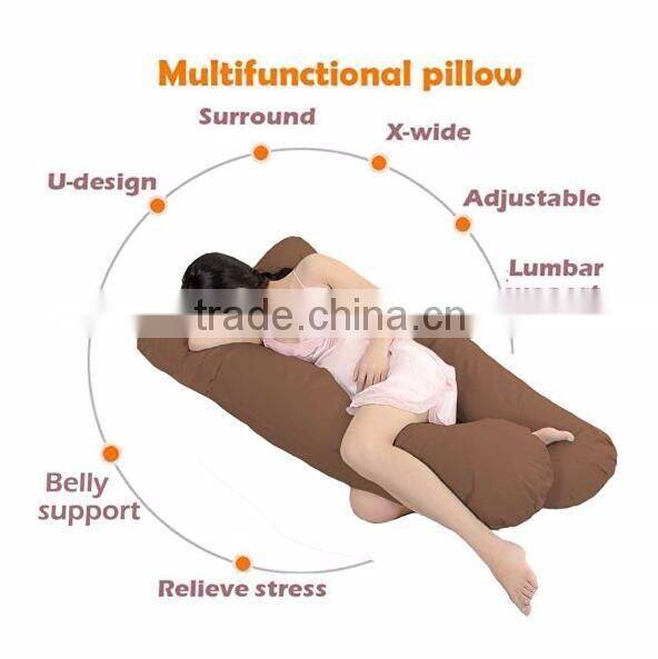 U Shape Contoured Body Pregnancy Maternity Pillow with Zippered Cover