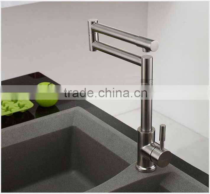 360 degree rotate folding nickle brushed finishing 304 stainless steel kitchen sink faucet mixer taps