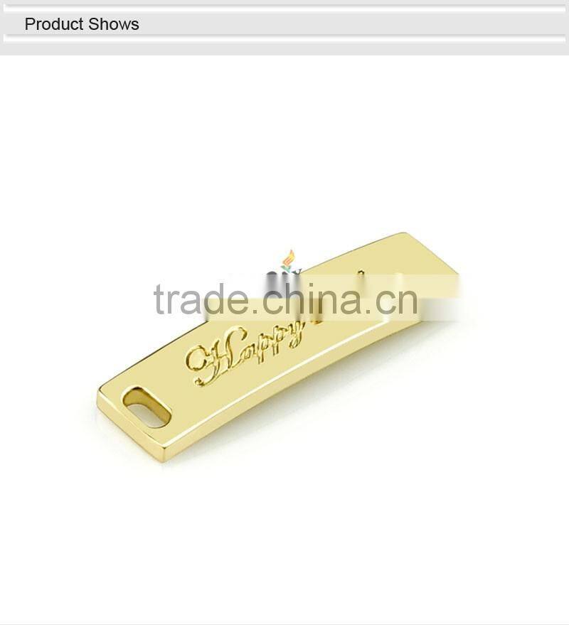 Design zinc alloy bag accessory arc shape gold custom metal zipper puller