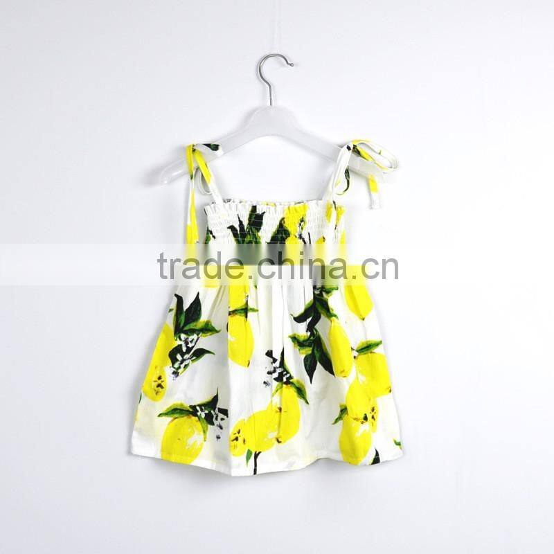 New Summer Baby Girl's Dress Fashion Print Fruit Lemon Pineapple Design Kids Dresses Child Clothing