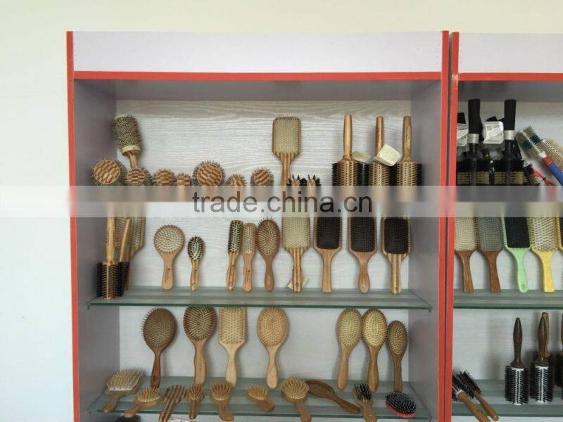 Wooden paddle wooden pins cushion hair brush