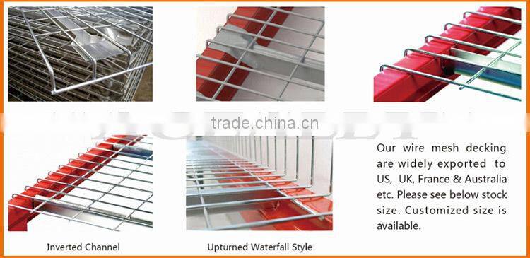 Heavy duty warehouse pallet rack with wire mesh deck