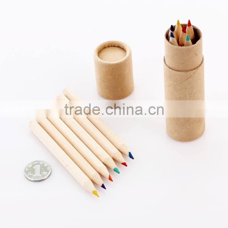 Natural color pencil with paper tube 3.5" natural wood colored pencils