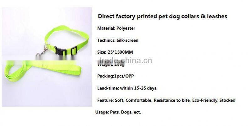 Direct factory printed pet dog collars and leashes