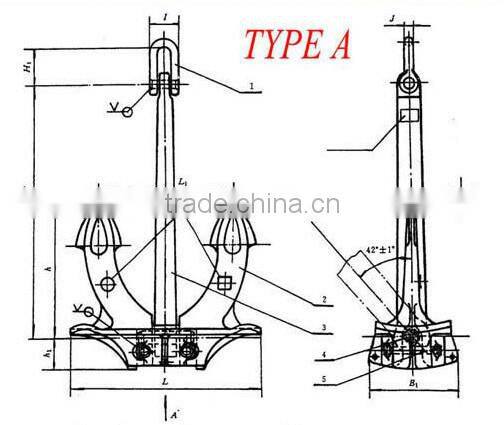High Quality Ship Anchor Hall Stockless Bower Anchor For Ship/marine Bower Anchor Marine Japan Stockless Anchor