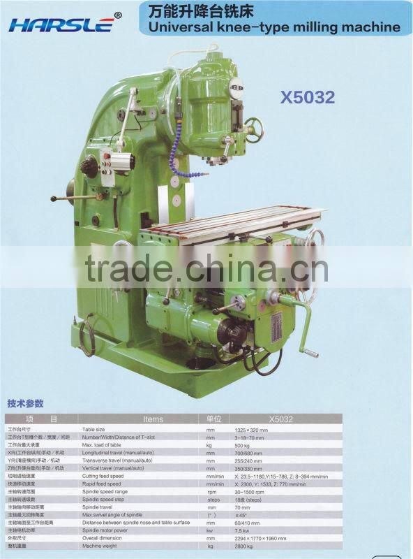 swivel head universal milling machine