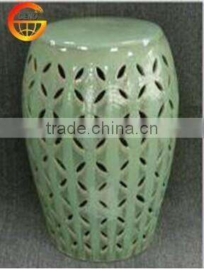 light green antique ceramic hollow garden stool