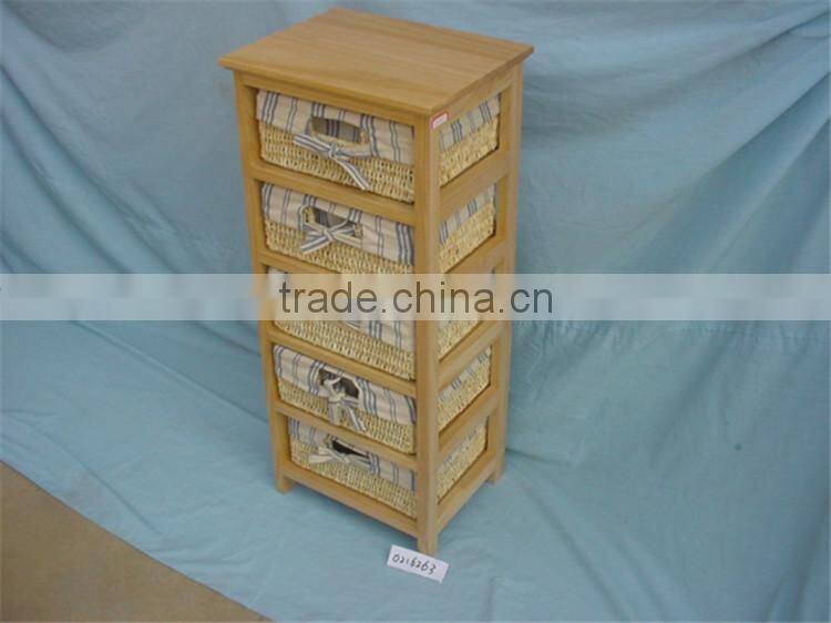 Wooden Storage Cabinet With Rattan/Wicker Drawer