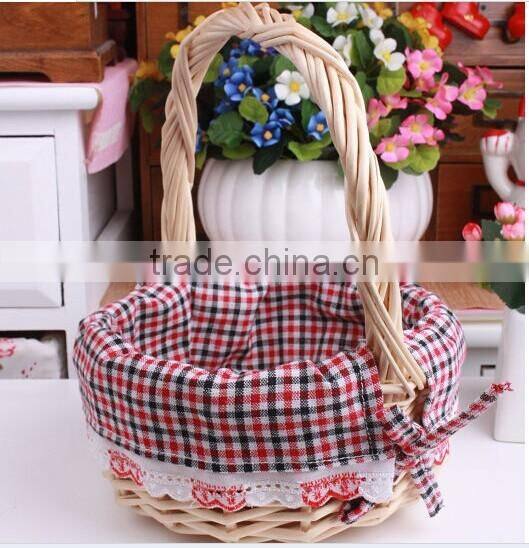 Hotsale small cheap lined willow wicker shopping basket wicker egg basket