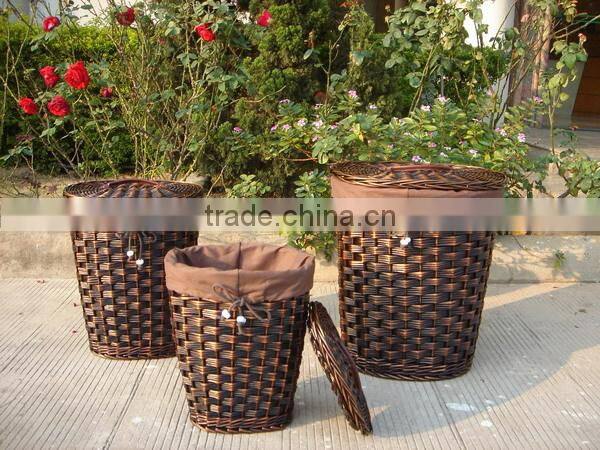 Linyi hotsale willow trash can baskets with handle from manufacturer