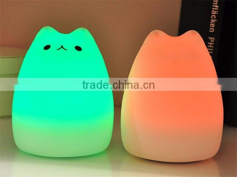 Colorful animal silicone Nightlight USB charging Nightlight Color changing cartoon colorful lamp Cat desk lamp