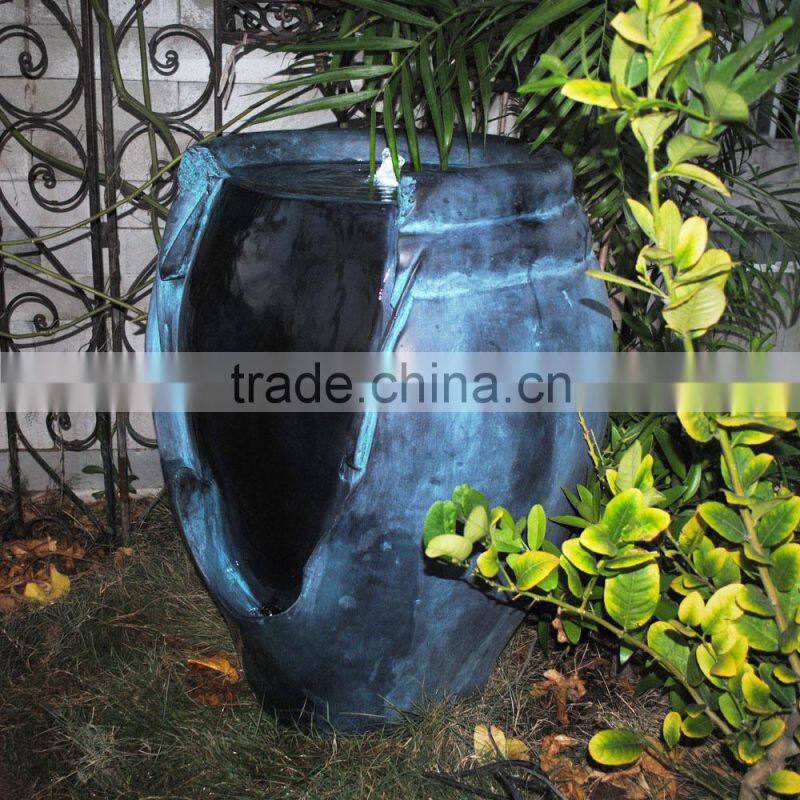 Decorative Resin Large Pot Electric LED Patio Garden Water Fountain