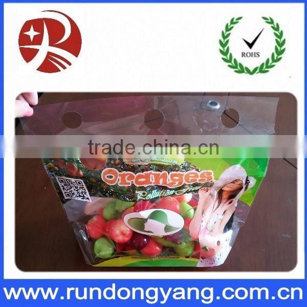 printed plastic zip lock fruit bag with handle