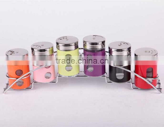 120ml glass spice jar set with stainless steel casing