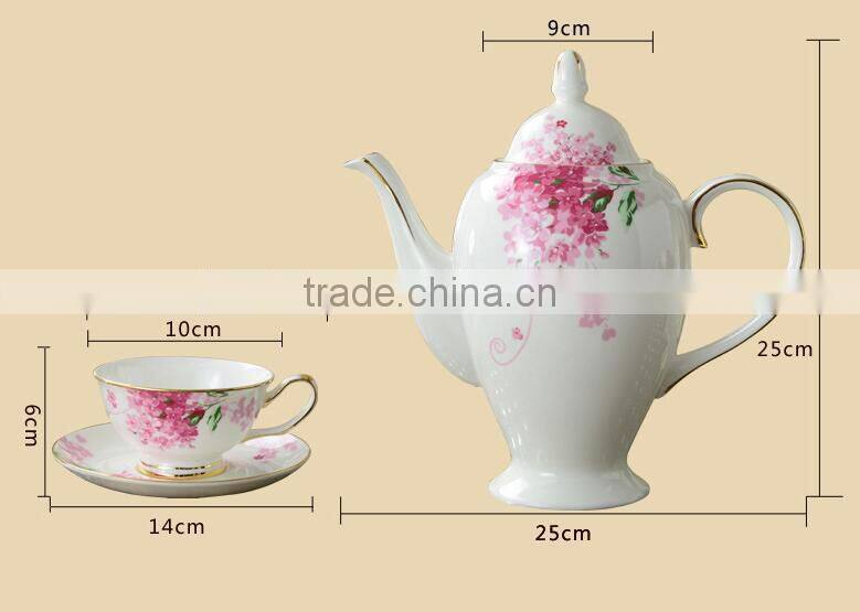 Drinkware wholesale alibaba wedding return gift grace tea ware 17 pcs ceramic tea set, tea pot set, bone china tea set