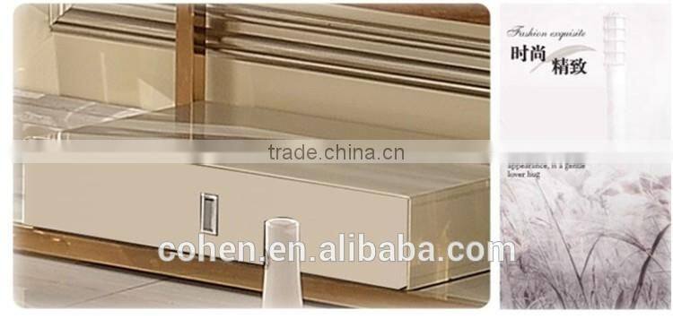 Factory price stainless steel high gloss tv stand marble top for living room furniture E818G