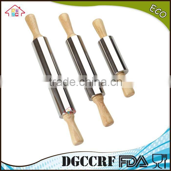 NBRSC Professional Non-Stick Roller metal Silicone Rolling Pin Dough Roller Wooden Handles