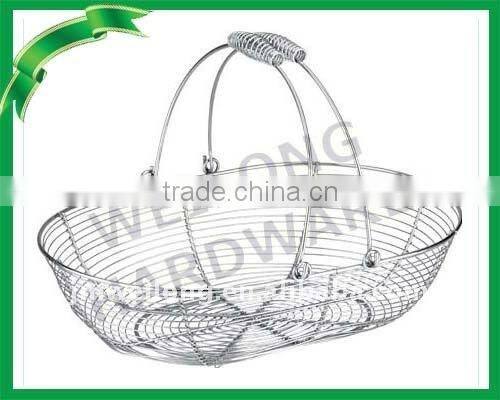 metal storage basket for fruit with iron handle