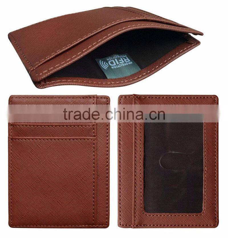 RFID Wallet Mens Slim Leather RFID Blocking Front Pocket Wallet Thin Card Holder