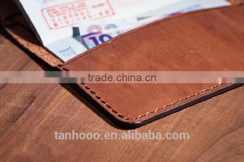 Custom Cheap 100% cow leather passport holder, travel card holder