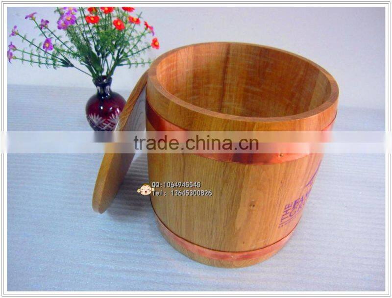 natural colour wooden coffee whisky wine barrel,bucket cask packing wit lid can print LOGO