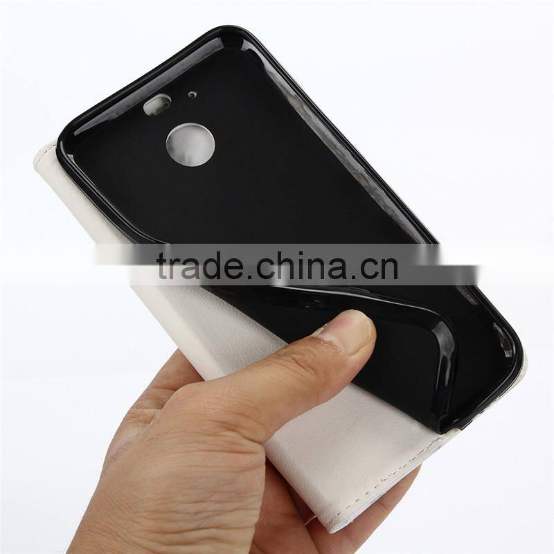Noble design high quality marble PU card bumper/pocket cell phone case for HTC