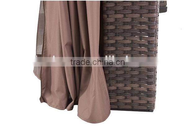 12' x 10' Wicker Gazebo, Large, Brown/Gold Trim