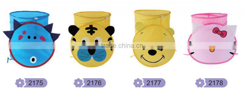 Cartoon cat animal folding and fabric collapsible large storage bins with lid