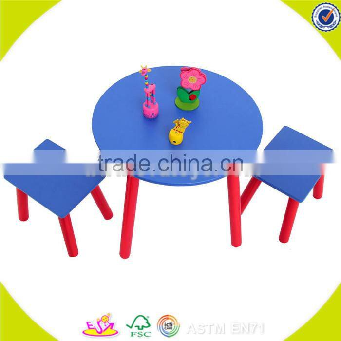 Wholesale blue wooden table and 2 chairs for children,cheap table and 2 chairs,top quality wooden table and 2 chairs W08G137