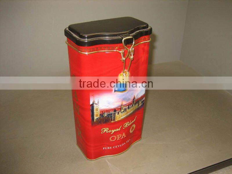 Airtight Tea Can with Wave Shaped Body/Plastic Lid, Tea Box