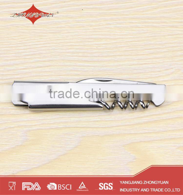 ZY-K1043 fancy stainless steel bottle opener wine corkscrew for wholesale
