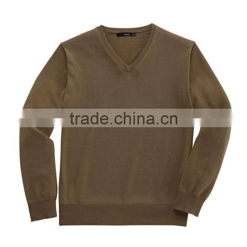 Acrylic V-neck woolen flat knitted mens pullover
