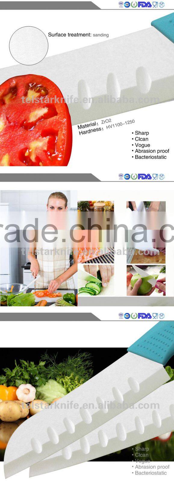 2015 Ultra sharp Top quality assured 5.5 "bread Ceramic chef knivesSantoku knife