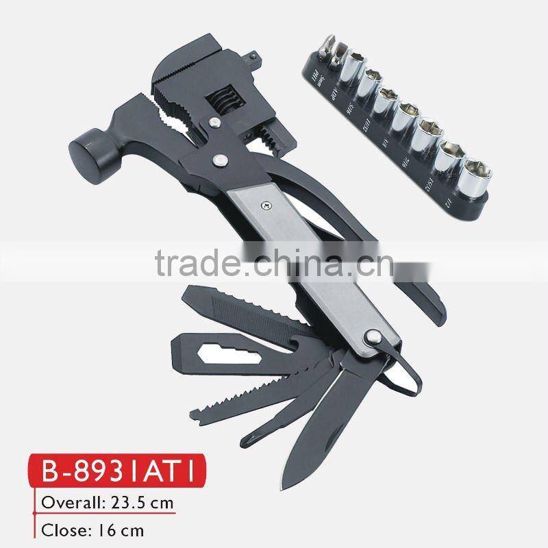 Black transform multi functioanl hatchet wrench hammer spanner screwdriver tool small hammer mill types B-8931AT2