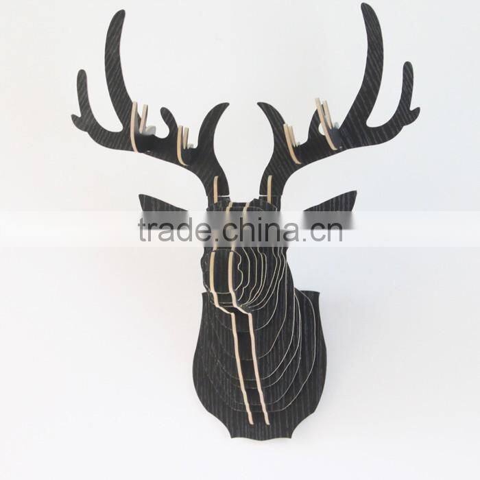 carved wooden deer head decoration wholesale