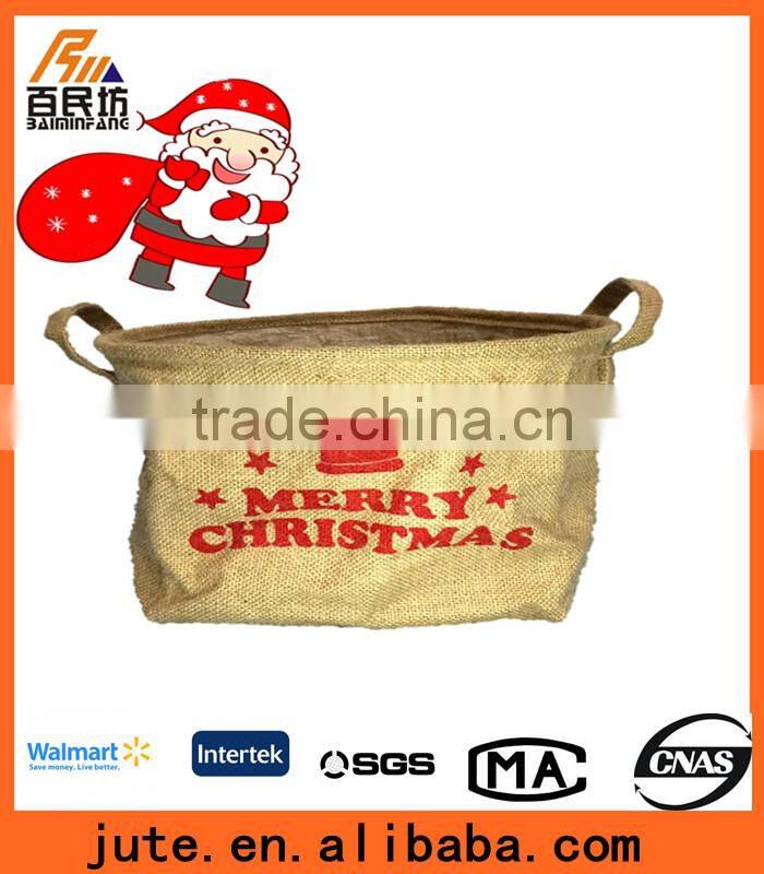 Christmas fashion tote bag made by jute fabric recycling