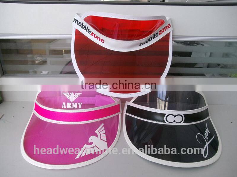 Custom High Quality Cheap Colorful PVC Sun Visor Dongguan Factory