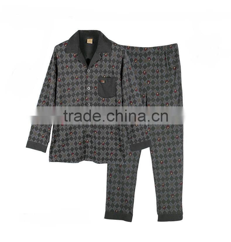 100% cotton kintted fabric men sleepwear sets man nightclothes homewear pajama sleepwear